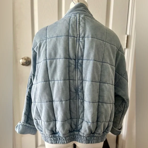 Free People Women's Dolman Quilted Denim Jacket, Blue, Medium - Picture 4 of 11